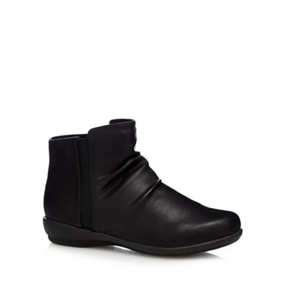 Black creased wide fit ankle boots